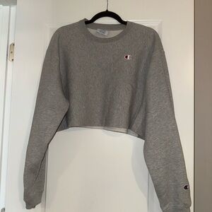 Champion Heather Gray Cropped Hoodie